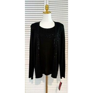 NWT Elementz Sparkle Black Sweater Tank Women's LARGE Sequin 1-Piece Long Sleeve